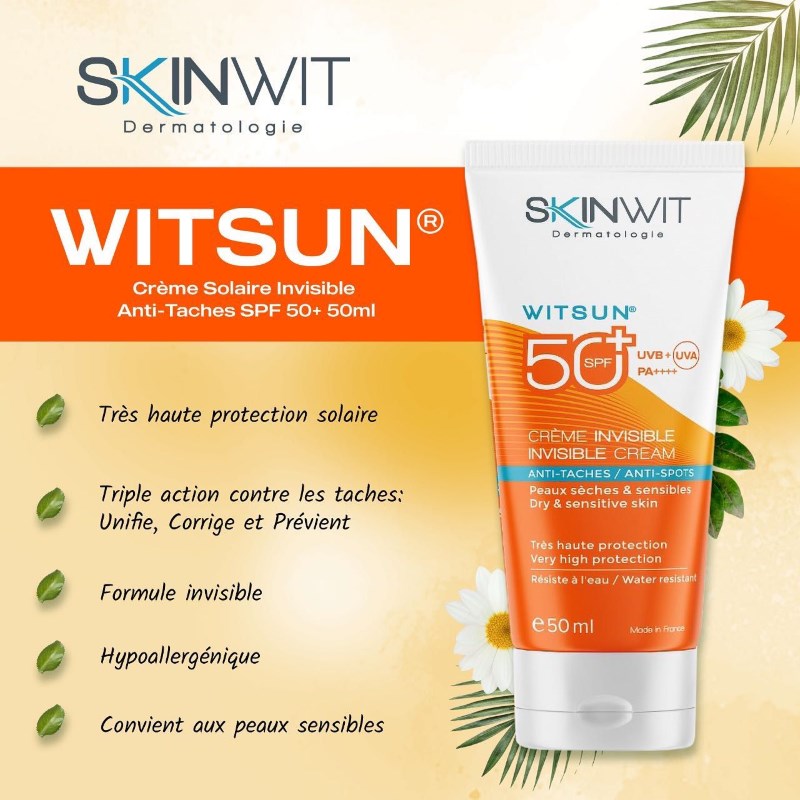 SKINWIT - WITSUN® Crème Solaire Invisible Anti-Taches SPF50+ au Maroc